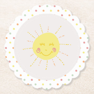 Happy Sunshine polkadot Party Paper Plate Coaster