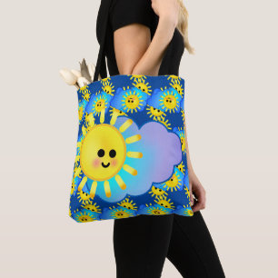 Happy Sunshine Smile Motivation Cute Sky Clouds Tote Bag