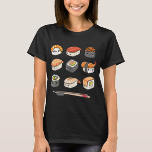 Happy Sushi Anime Kawaii Set Japanese Food Lover O T-Shirt