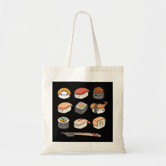 Happy Sushi Anime Kawaii Set Japanese Food Lover O Tote Bag