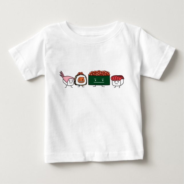 Happy Sushi Brothers rice Japanese shrimp salmon Baby T-Shirt (Front)
