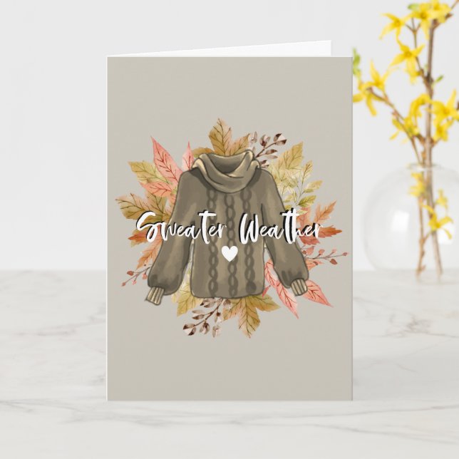 Happy Sweater Weather Card (Yellow Flower)