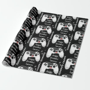 Happy & Sweaty Game Controller Personalized Wrapping Paper