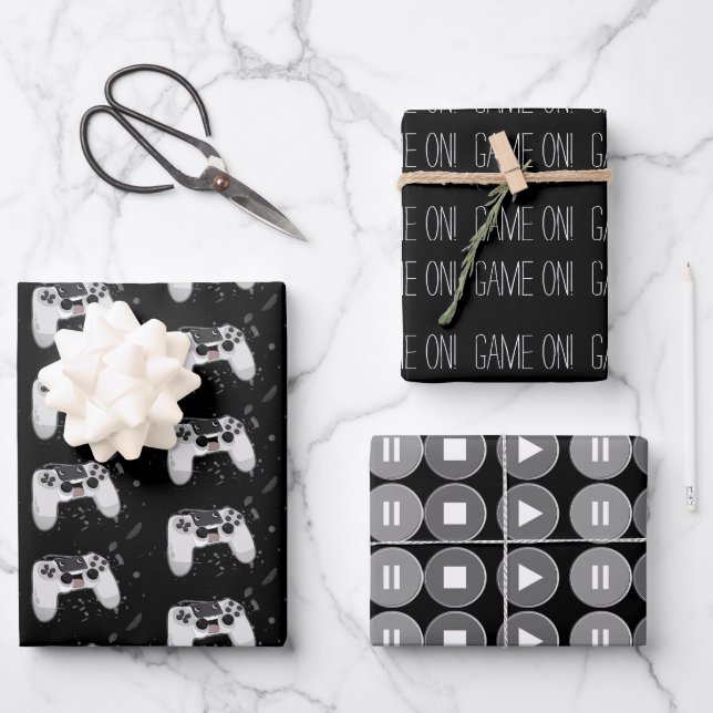 Happy & Sweaty Video Game Controller Wrapping Paper Sheet (Front)