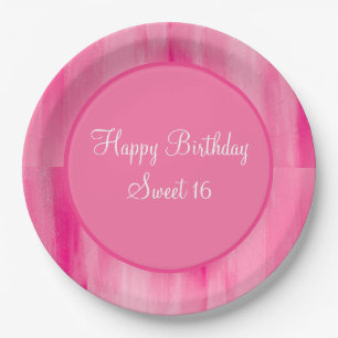Happy Sweet 16 Pink Pretty Personalised Plates