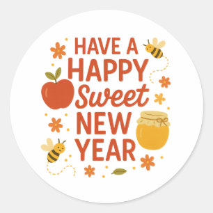 Happy Sweet New Year Classic Round Sticker