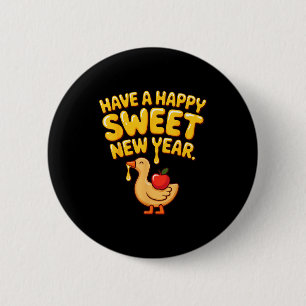 Happy Sweet New Year Goose Cookie Rosh Hashanah  6 Cm Round Badge
