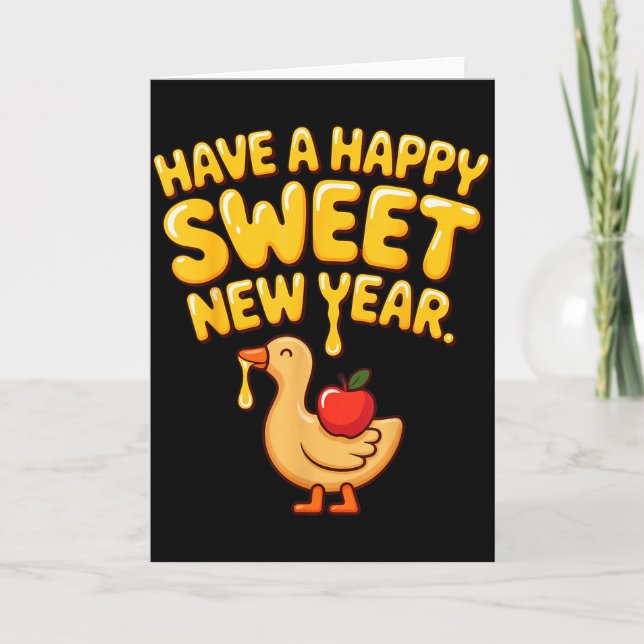 Happy Sweet New Year Goose Cookie Rosh Hashanah  Card (Front)