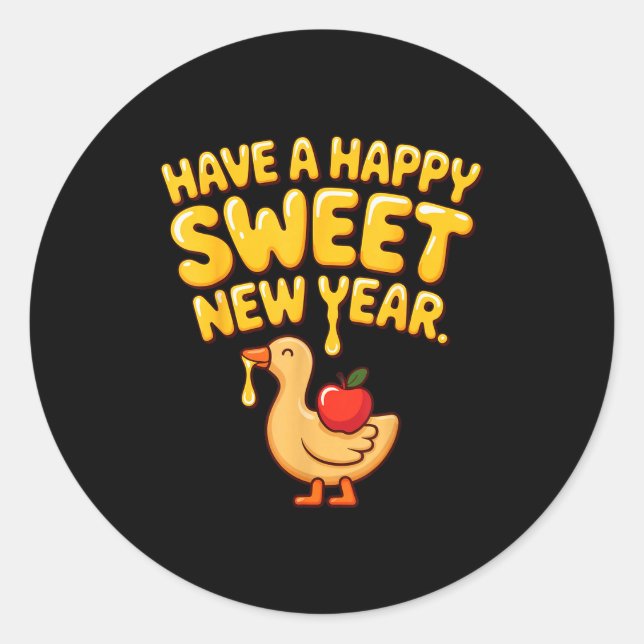 Happy Sweet New Year Goose Cookie Rosh Hashanah  Classic Round Sticker (Front)