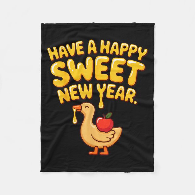 Happy Sweet New Year Goose Cookie Rosh Hashanah  Fleece Blanket (Front)