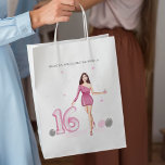 Happy sweet sixteen, 16th birthday medium gift bag<br><div class="desc">happy sweet 16th,  happy birthday,  pink illustration.</div>