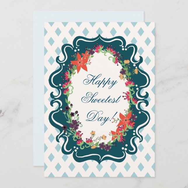 Happy Sweetest Day! Floral Border Lattice Design Invitation (Front/Back)