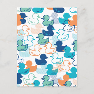 Happy Swimming a Paddling of Ducks Pattern III Postcard