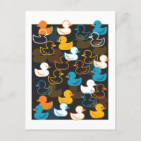 Happy Swimming a Paddling of Ducks Pattern Postcar