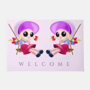Happy Swinging Girl Doormat