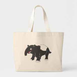 Happy Tapir Cartoon Large Tote Bag