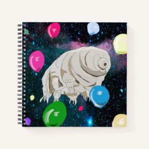 Happy Tardigrade floating through Space & balloons Notebook