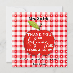 Happy Teacher Appreciation Card   Red Apple Pink 