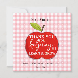 Happy Teacher Appreciation Card   Red Apple Pink 