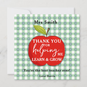Happy Teacher Appreciation Card   Red Apple Pink 