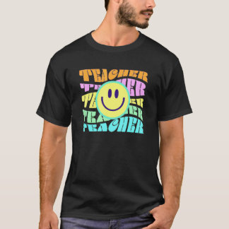 Happy Teacher Day Retro Teacher Colourful Elementa T-Shirt