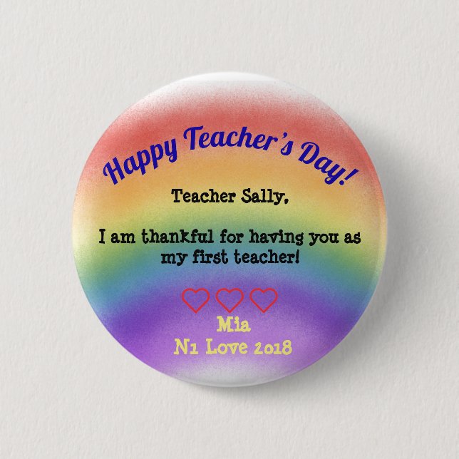 Happy Teacher’s Day 6 Cm Round Badge (Front)