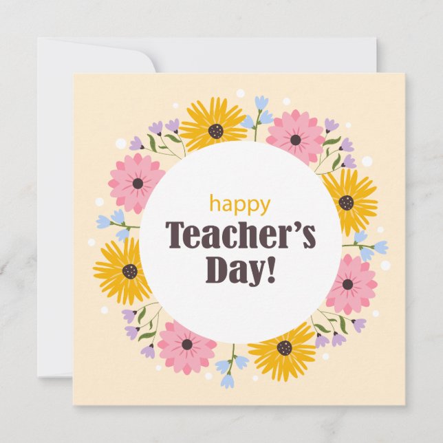 Happy Teacher's Day Wild Flowers Holiday Card (Front)