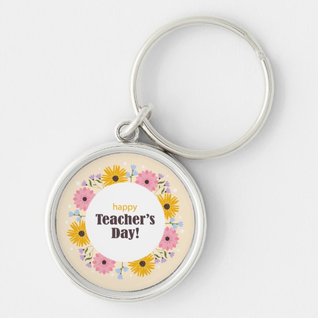 Happy Teacher's Day Wild Flowers Key Ring (Front)