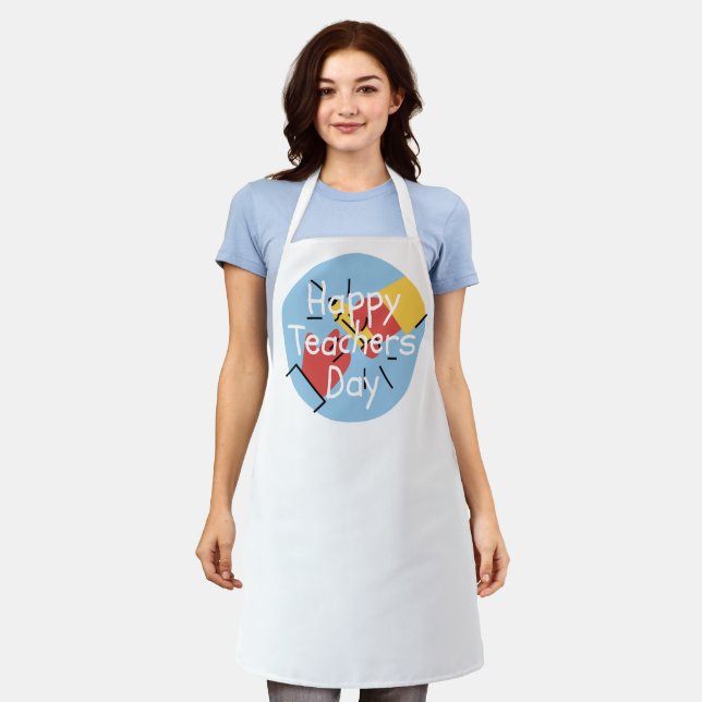 Happy Teacher's Day With Geometric Shapes Apron (Worn)