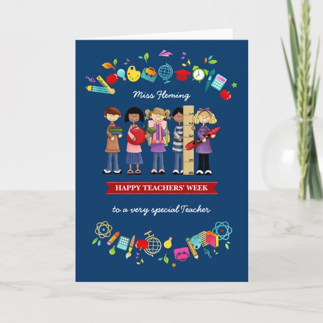 Happy Teachers' Week. Custom Name Thank You Card (Front)