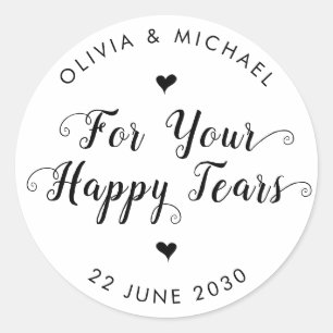 Happy Tears Simple Modern Wedding Tissue Label