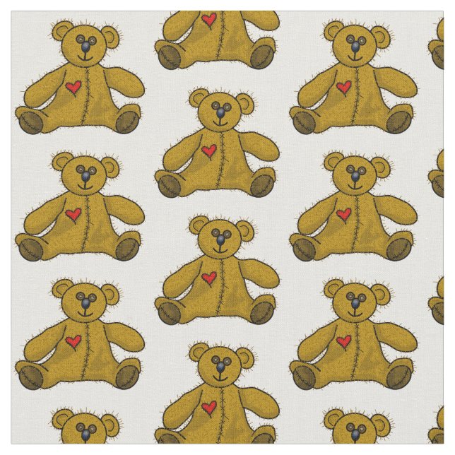 Happy Teddy Bear Fabric (Close Up)