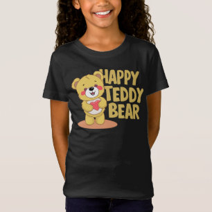 Happy Teddy Bear Holding A Heart  T-Shirt