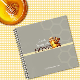 Happy Teddy Bear Honey Jar Honeycomb Recipes  Notebook