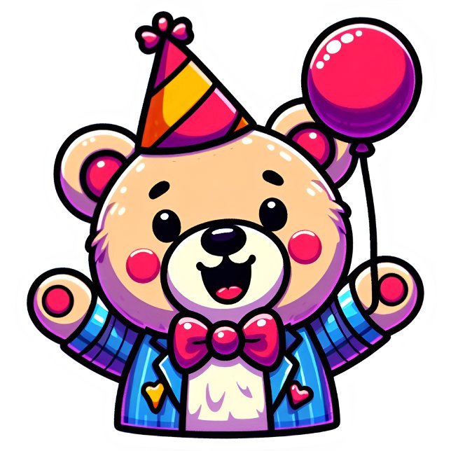 Happy Teddy Bear with Party Attire in a Doodle (Creator Uploaded)