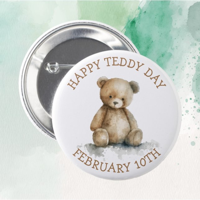 Happy Teddy Day | February 10th 6 Cm Round Badge (Creator Uploaded)