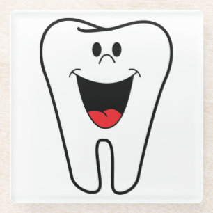 Happy teeth customisable for your Dental practice Glass Coaster