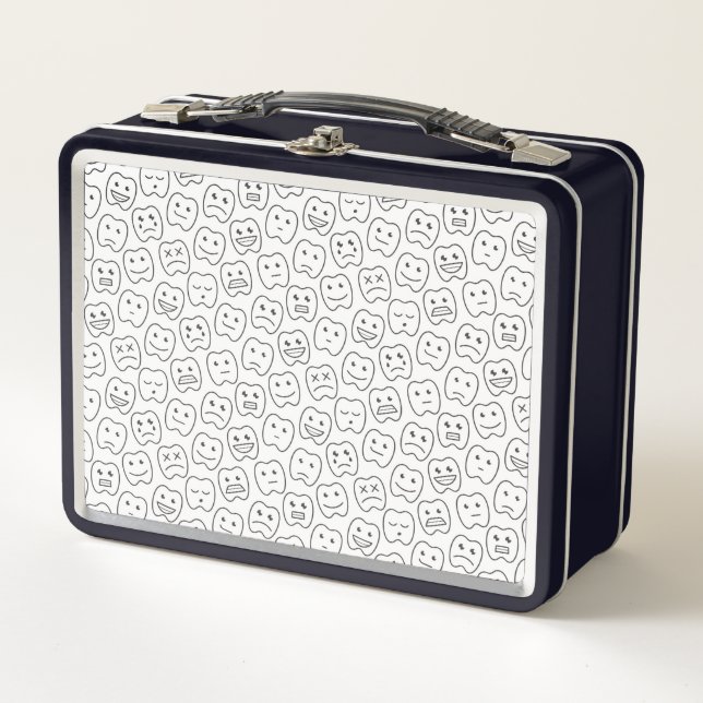 Happy Teeth Pattern Metal Lunch Box (Front)