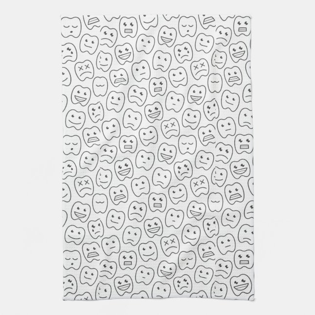 Happy Teeth Pattern Tea Towel (Vertical)