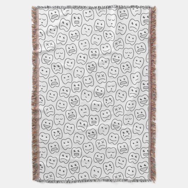 Happy Teeth Pattern Throw Blanket (Front Vertical)