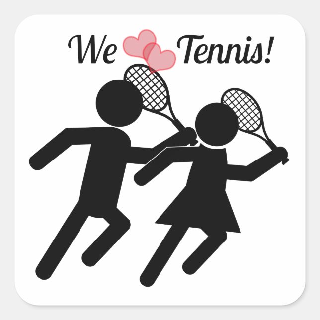 Happy Tennis Day Square Sticker (Front)