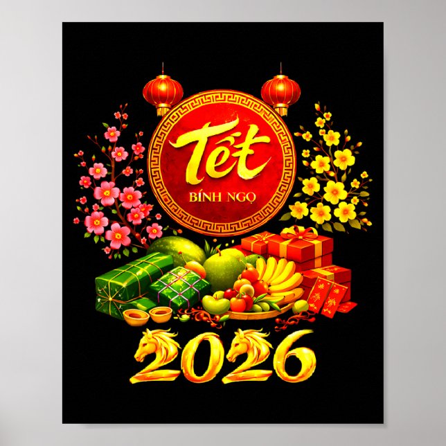 Happy Tet 2026 Year Of The Horse Vietnamese Tet Ng Poster (Front)