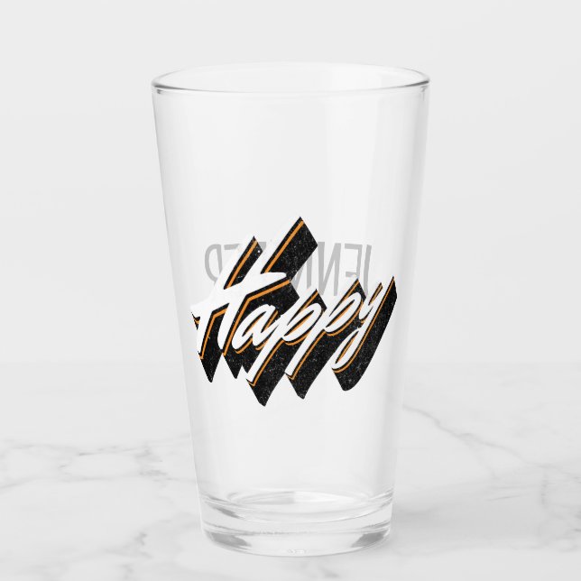 Happy text design glass (Front)
