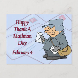 Happy Thank a Mailman Day February 4 Postcard