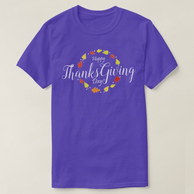 Happy Thankgiving day in white design TShirt (Design Front)