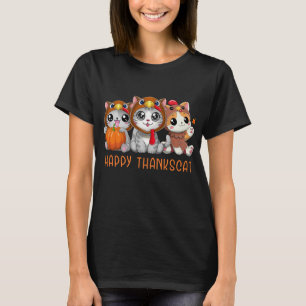 Happy Thankscat Thanksgiving Turkey Cat T-Shirt