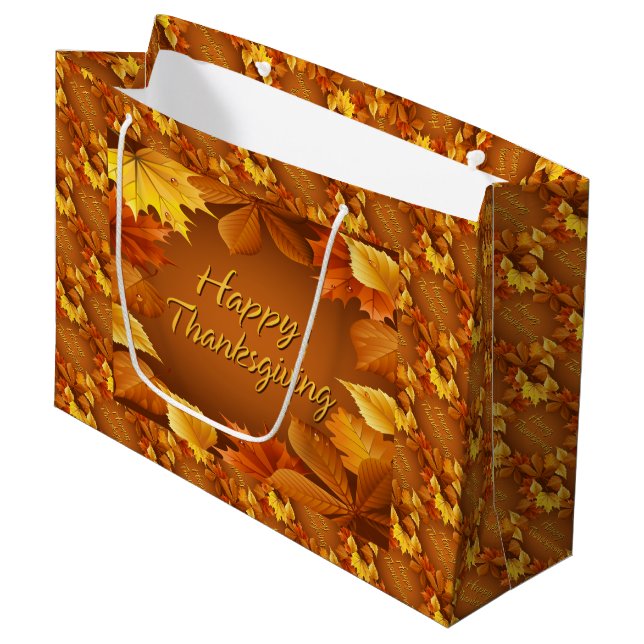 Happy Thanksgiving 1 Large Gift Bag (Front Angled)