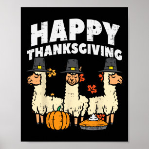 Happy Thanksgiving 3 Llama Fall Autumn Alpaca Men  Poster