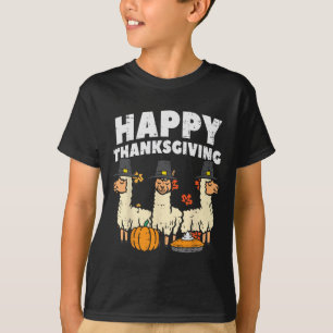Happy Thanksgiving 3 Llama Fall Autumn Alpaca Men  T-Shirt