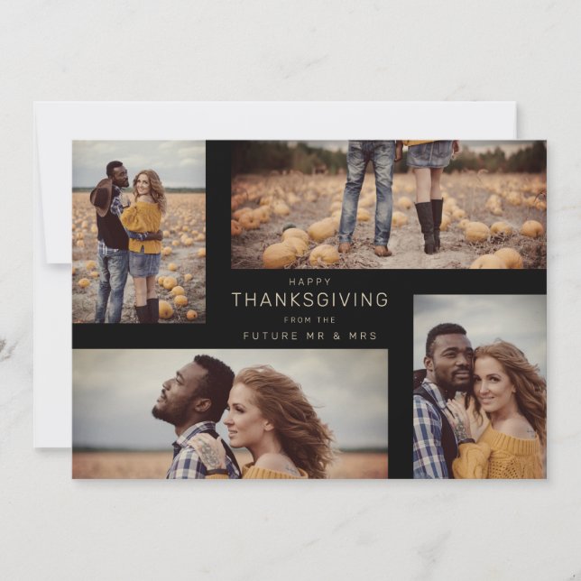 Happy Thanksgiving 4 Photos Wedding Save Date (Front)